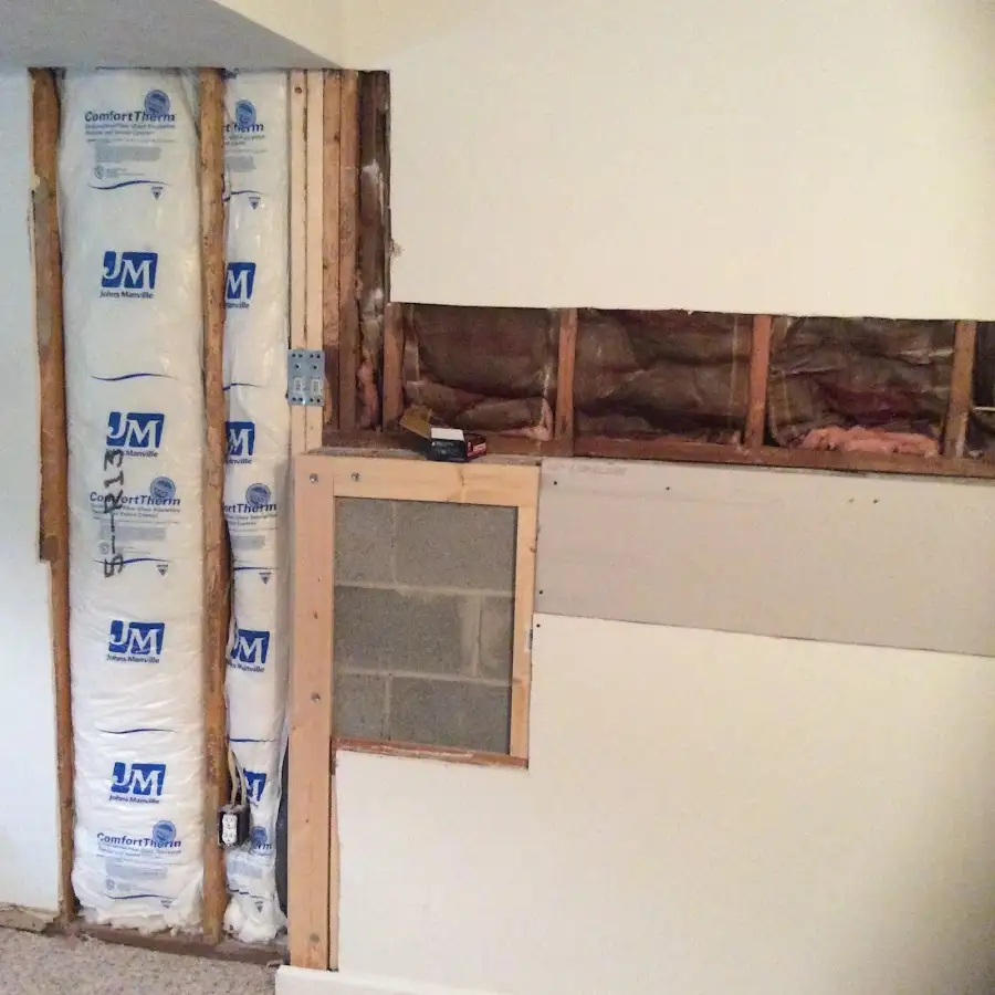 Wall insulation replacement during Basement Flood Cleanup in Stephenville